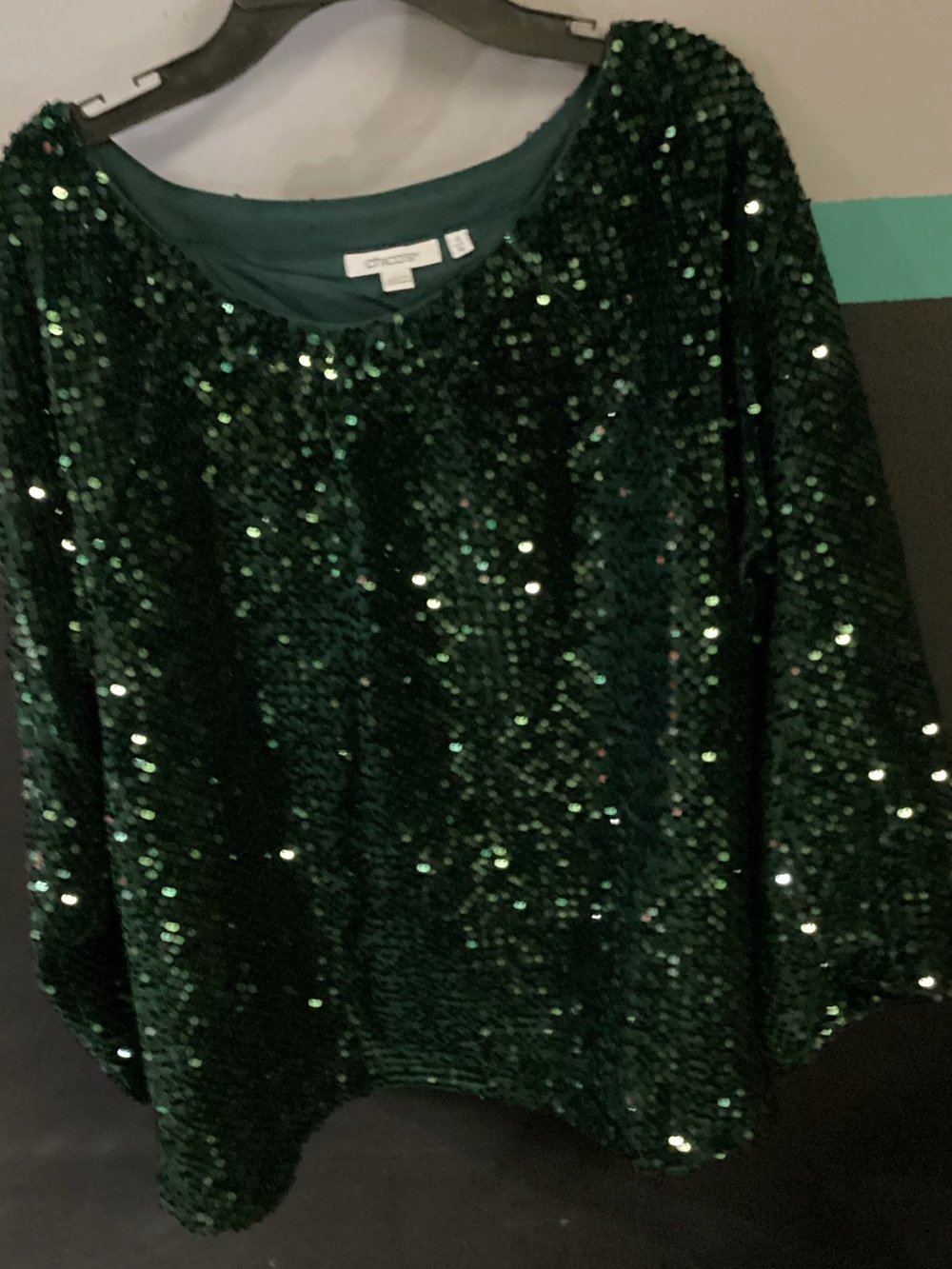 Chico's Emerald Green Sequin Top